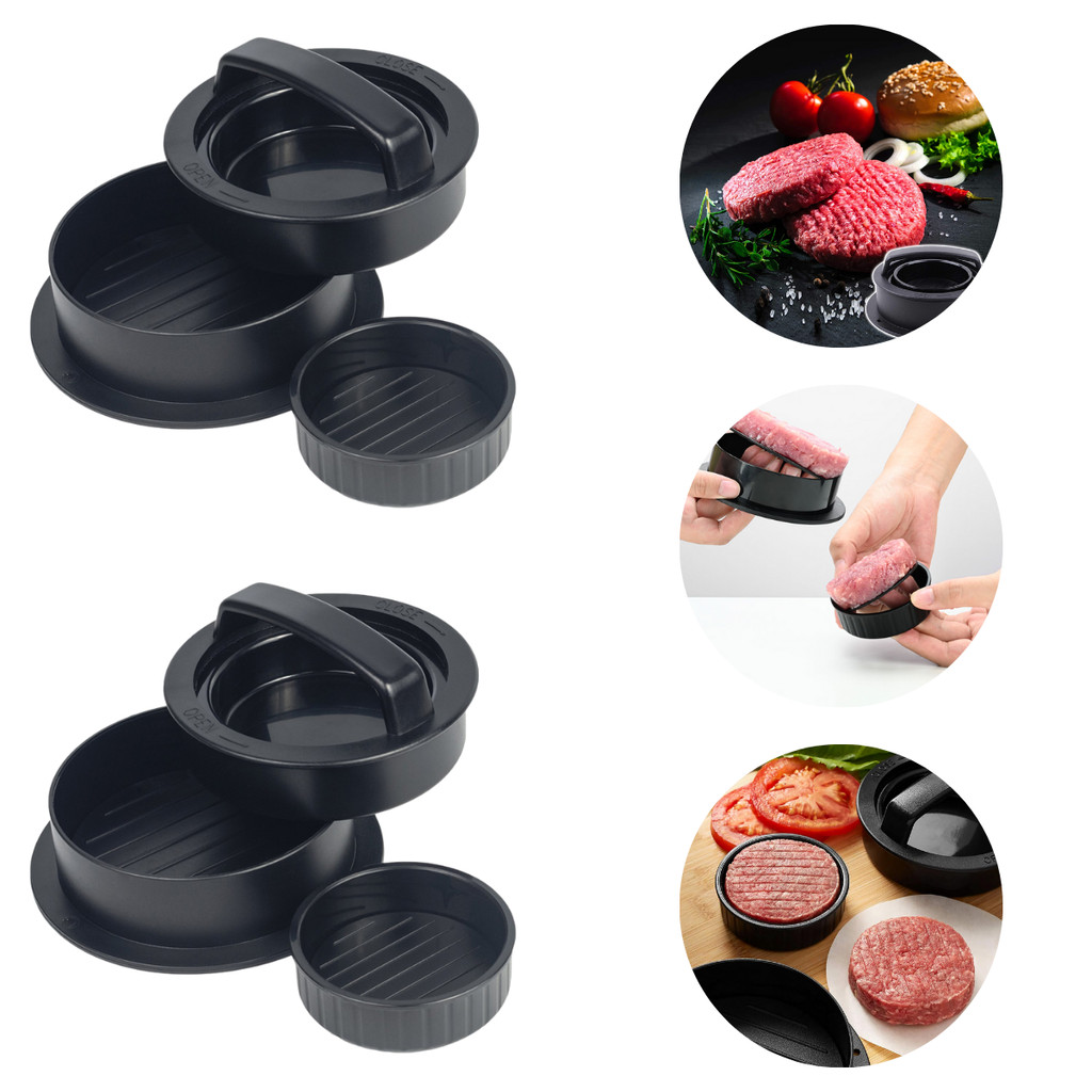 Kit 2 Forma Redonda De Carne Recheada Antiaderente Hambúrgueres Molde Caseiro