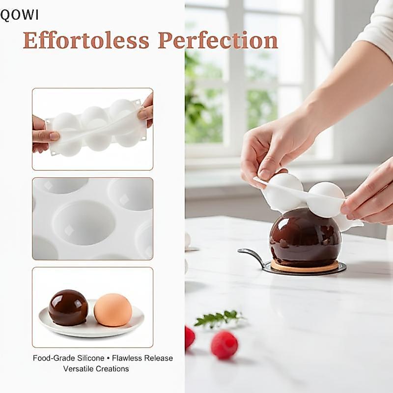 Molde De Bolo De Silicone qo , Bola 3D , Formato De Coração , Mousse , Para Festa De Chocolate Caseira , Decoração De Co