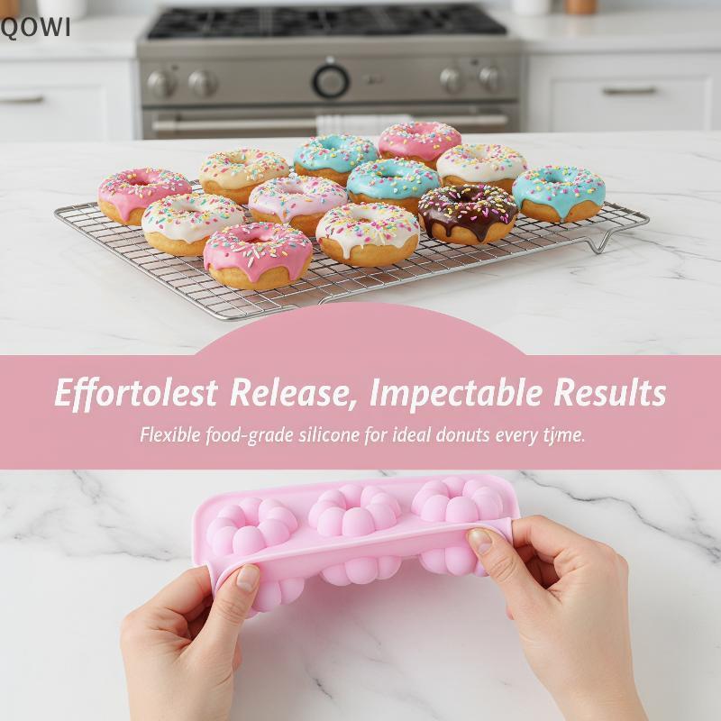qo Molde De Rosquinha De Silicone Reutilizável Com 6 Cavidades , Resistente Ao Calor Para Bolo Fondant Caseiro , Ferrame