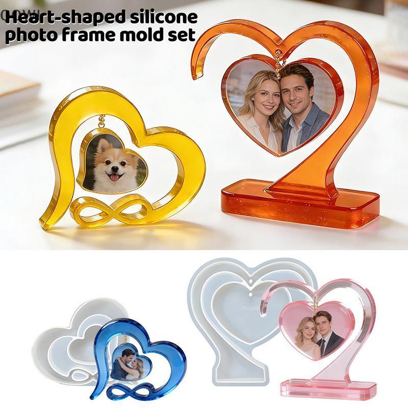 qo Molde Epóxi Silicone Coração Moldura De Foto DIY Base De Pêndulo Para Lembrança Caseira Arte Artesanato Decoração De