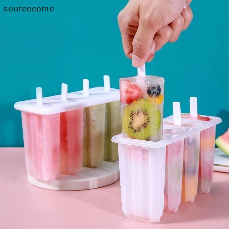 [sourcecome] Molde De Picolé De 4 Células DIY Sorveteira Caseira Utensílio De Cozinha De Verão Para Crianças Boutique