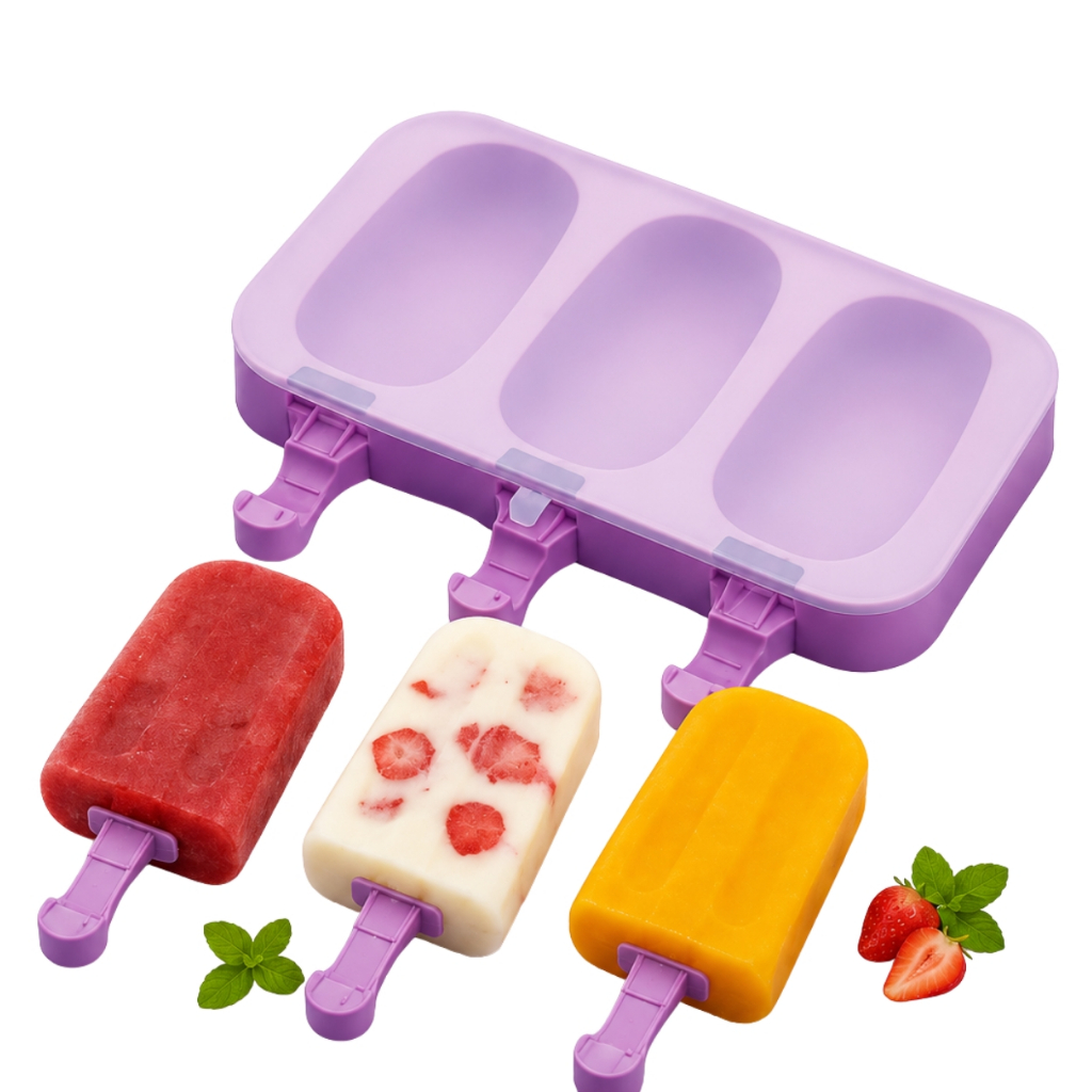 Molde de Picolé Silicone com 50 Palitos Forma para Picolé Caseiro Reutilizável