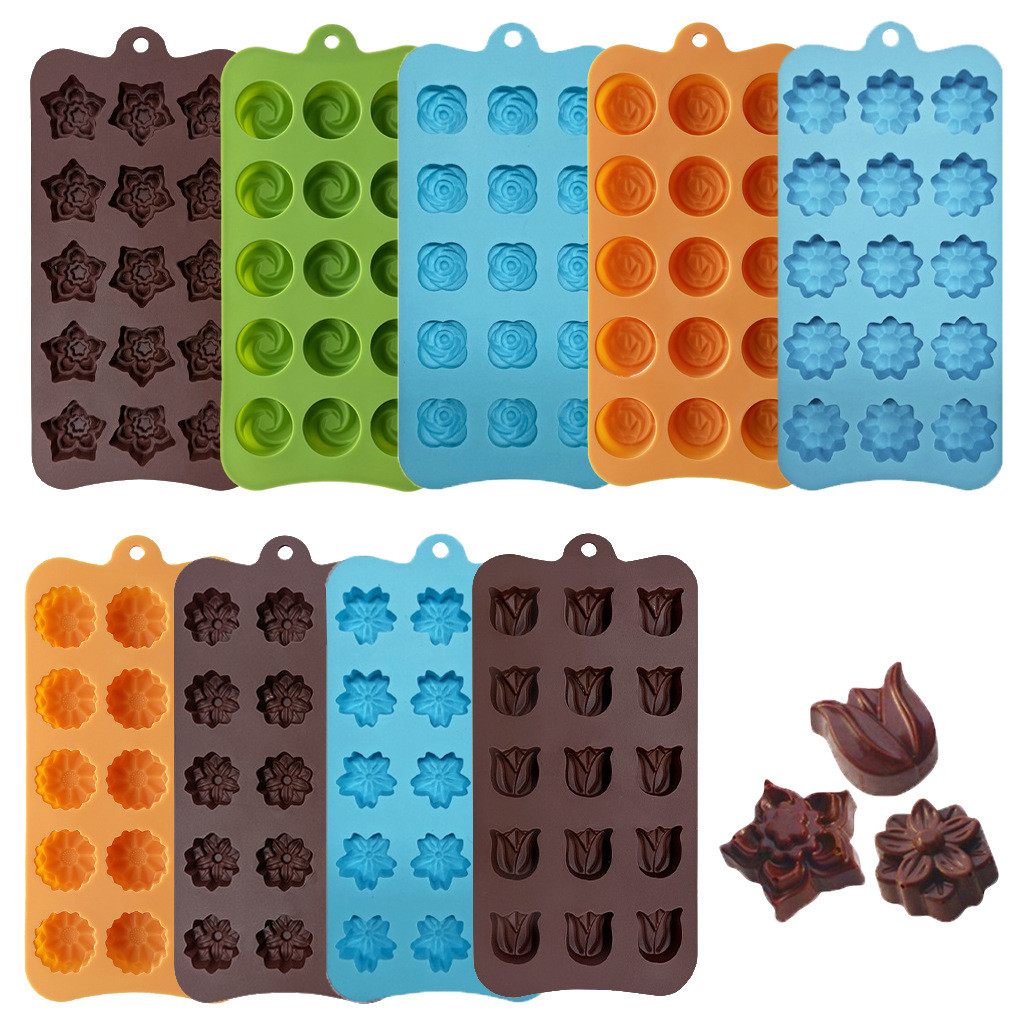 Forma de Silicone Flor 15 Cavidades – Molde para Chocolate, Balas, Biscoitos, Gelatina e Petiscos Caseiros para Pets