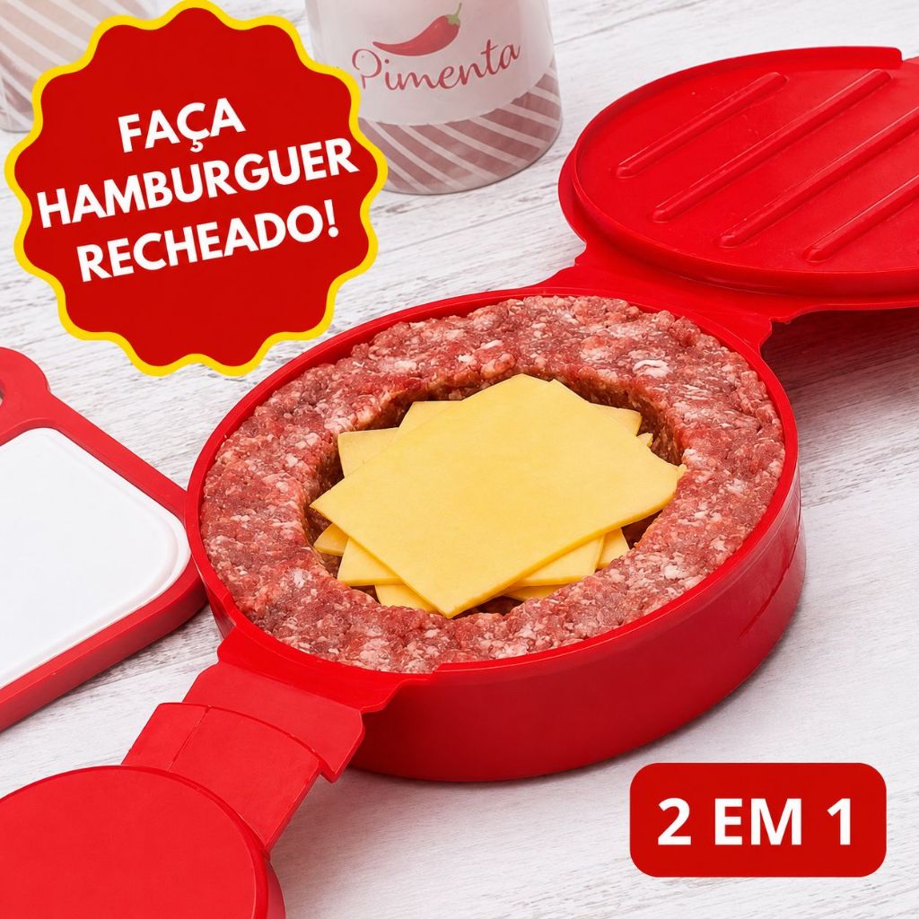 Forma Molde Para Fazer Hambúrguer Recheado Artesanal Caseiro Plasutil