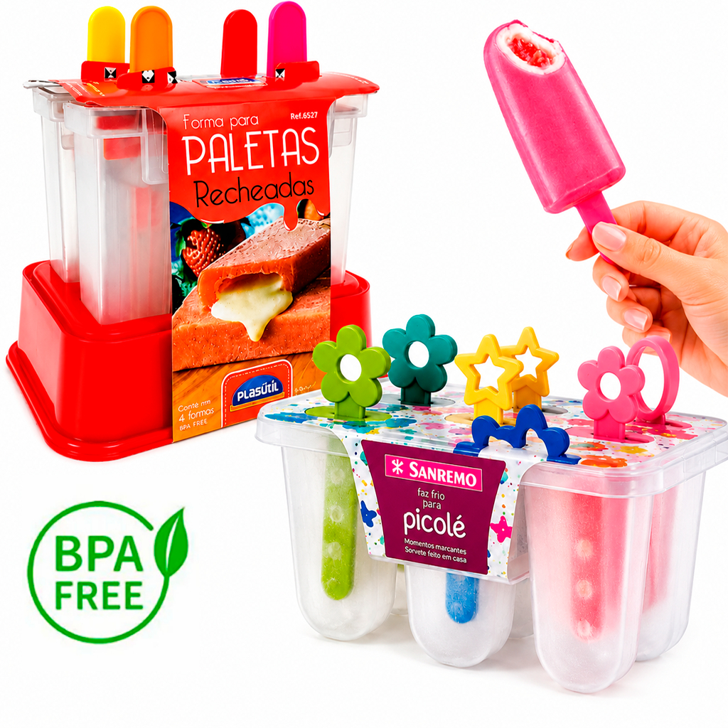 Forma Picolé Molde Kit Paleta Fazer Picolé Picoleteira Gourmet Palito Caseiro Fácil Desenformar