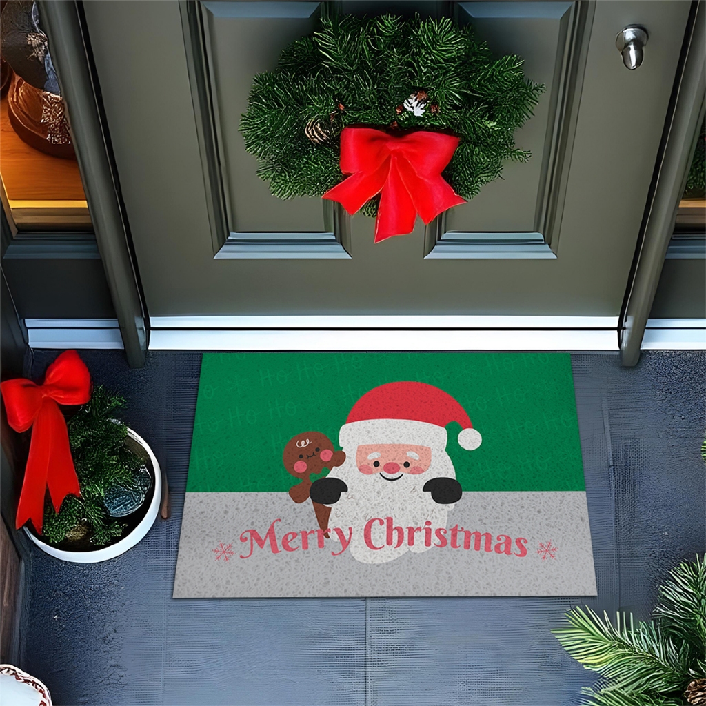 Tapete De Porta Capacho Divertido Merry Chritmas Papai Noel Barbudo 60x40 Ca966