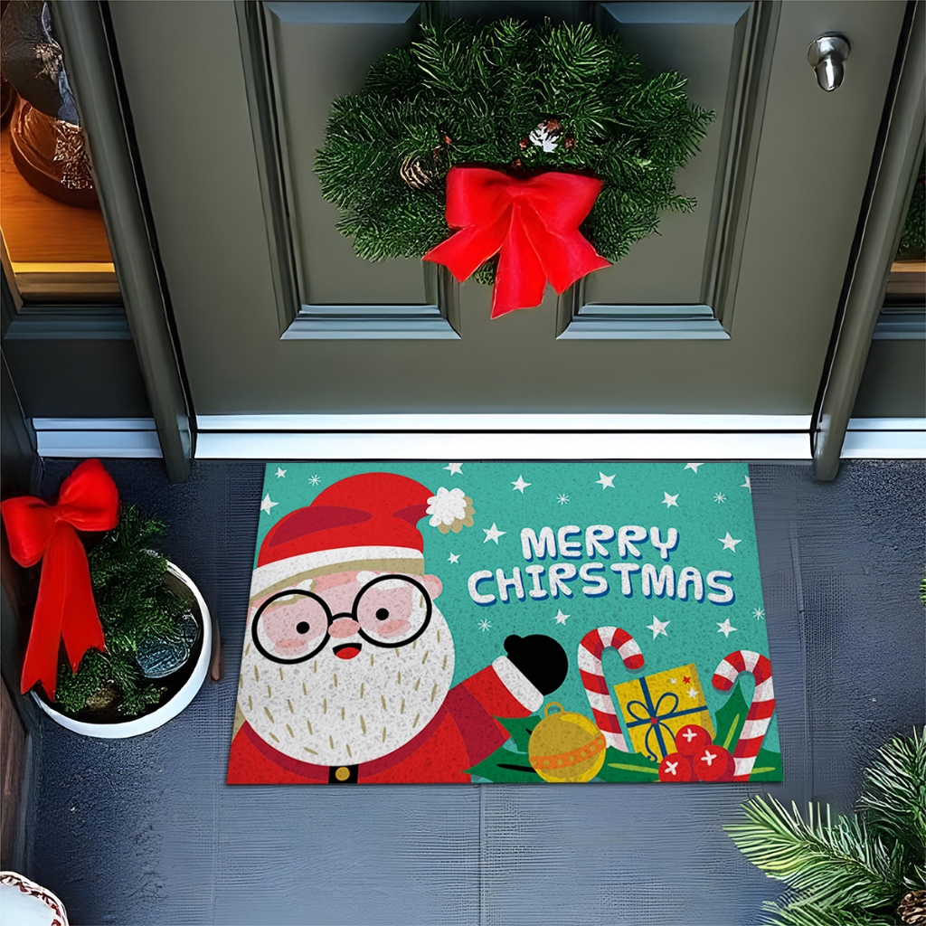 Tapete 60X40 Divertido Para Porta Merry Christmas Papai Noel 2 Premium Ca935