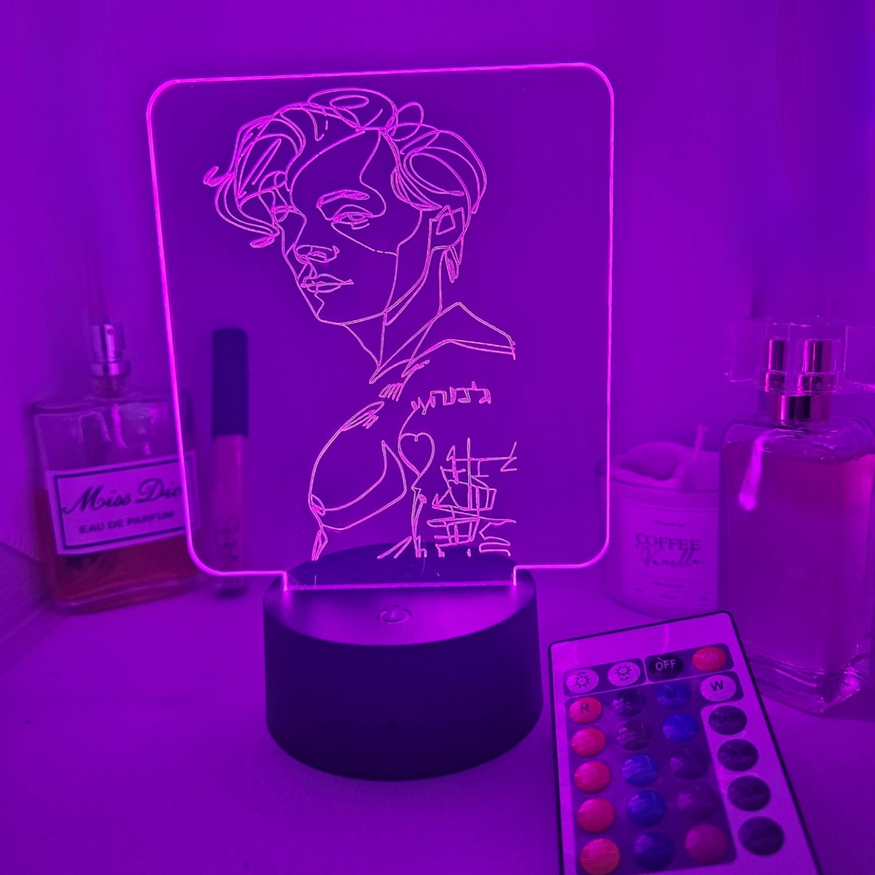Luminária Led Abajur 3D Harry Styles Fine Line com controle RGB Presente e Decoração