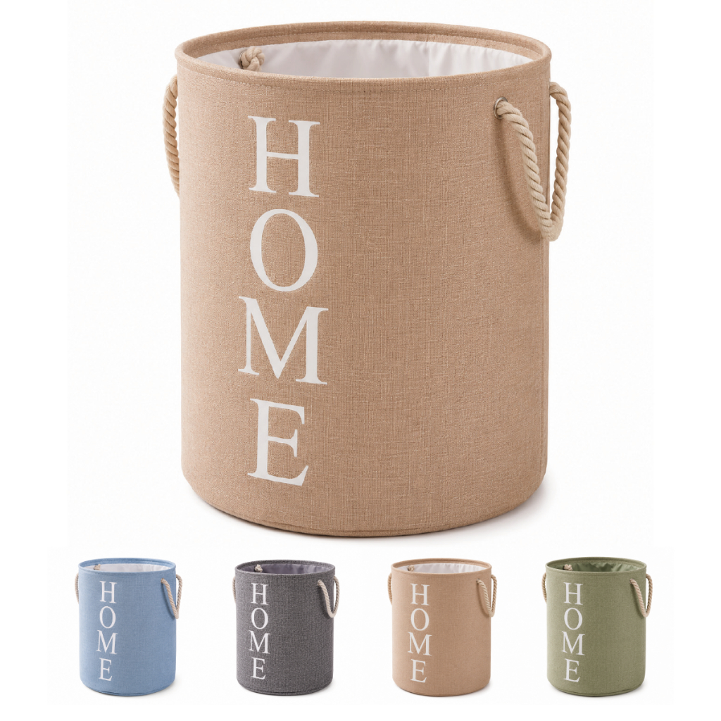 Cesto Organizador Dobrável Roupa Suja Em Linho 35L Com Alça Multiuso Easy Decor
