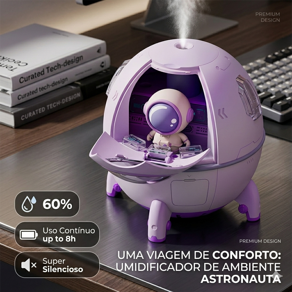 Umidificador Space Capsule – Mini Umidificador Portátil com Luz LED