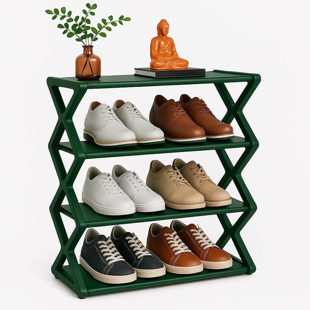 Sapateira 4 prateleiras verde – organizador de calçados portátil para quarto