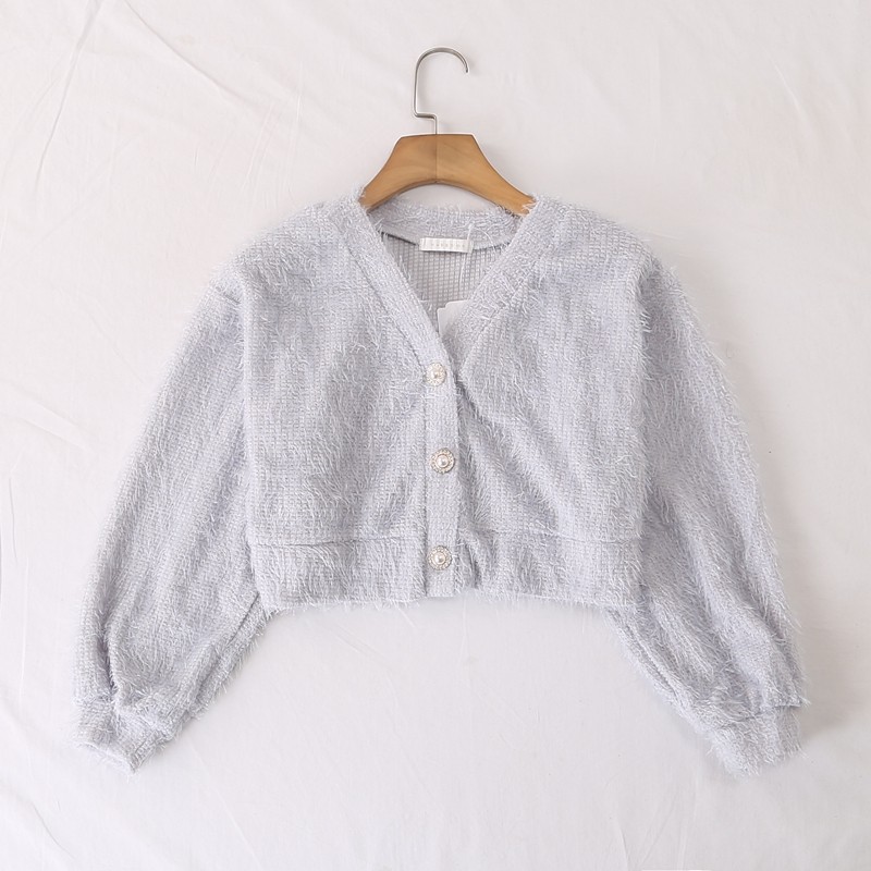 Japonês única marca pai-filho usar outono inverno novo estilo macio ceroso doce com decote em V três botões pena fio de