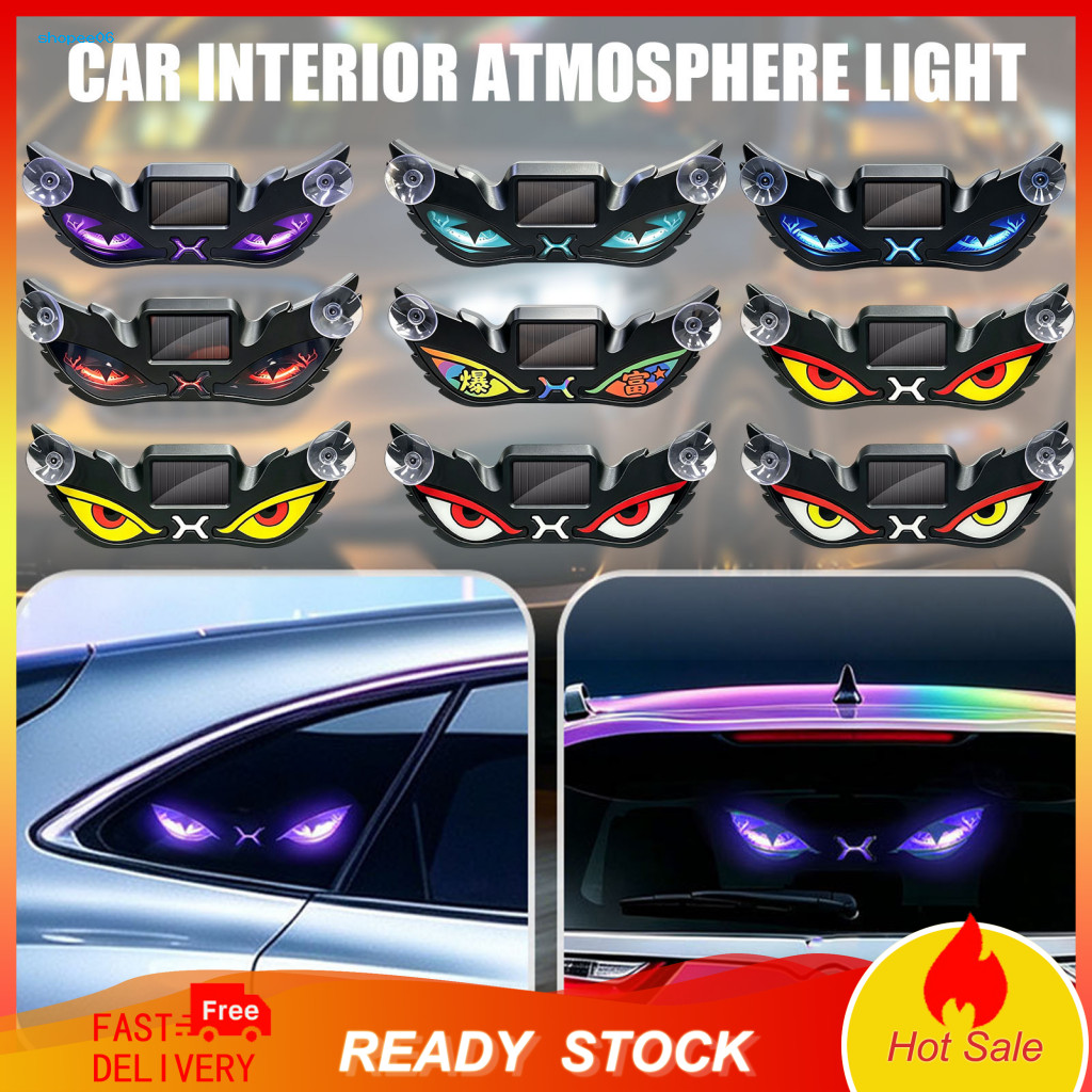 Usb Charging Car Decor Lamp Wireless Neon Glow for Vehicles Solar Demon Eye Light Rechargeable Dynamic Blinking Led Wind