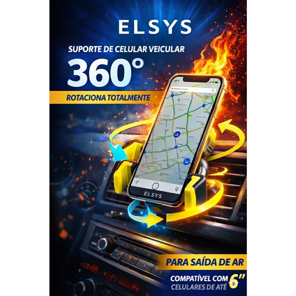 ELSYS 360 Suporte para Celular Universal – Design Moderno e Compacto pra saida de Ar