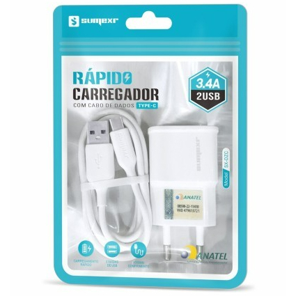 (ORIGINAL) Kit Carregador TURBO TIPO-C Sumexr 2 saidas \ C Garantia-Celular-usb