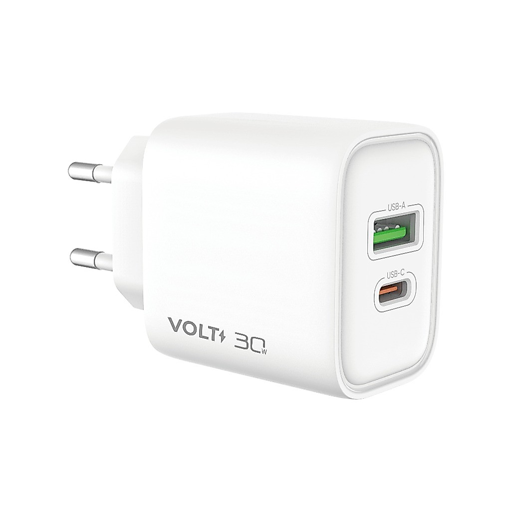 Carregador Volt 30w Turbo Carga Rápida Com 2 Saidas Branco
