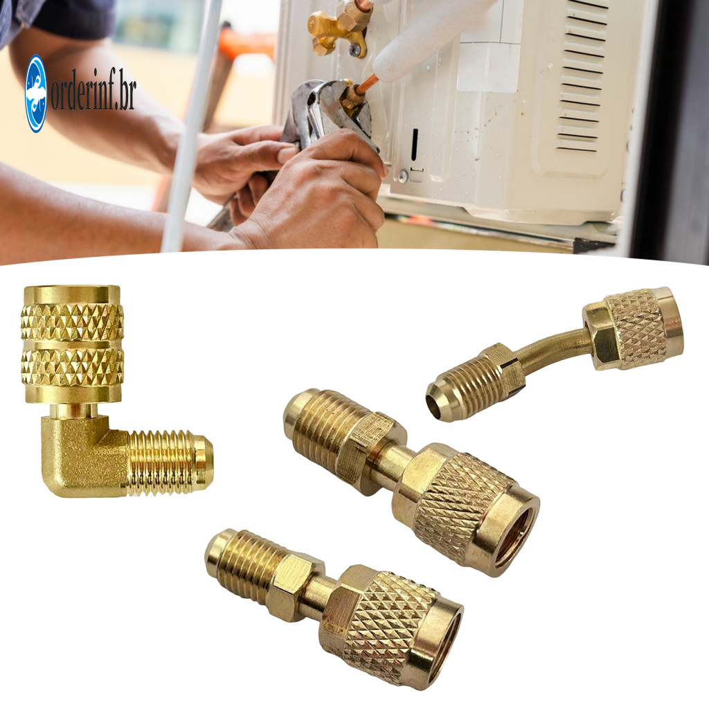 Brass Adapter Securely Adjustable Sleeve Connector Refrigerant R32/r454b Air Conditioner Hose Corrosion Resistant Revers