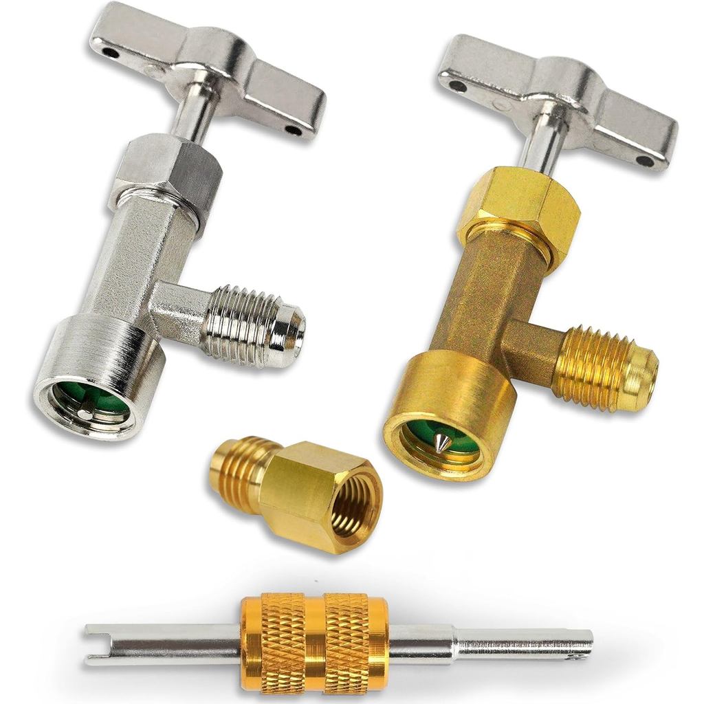 BACOENG R134a Can Tap Kit, for R134a Refrigerant Refill, with Self Sealing & Puncture Style 134a Can Taps, Valve Core Re