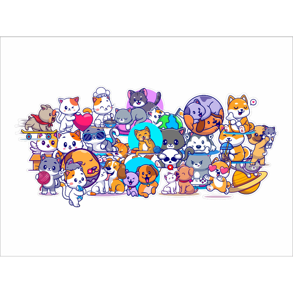 50 Stickers Adesivos Colantes Pets Cachorro Gato Cat pet estimação animais amor mae de pet pai de pet