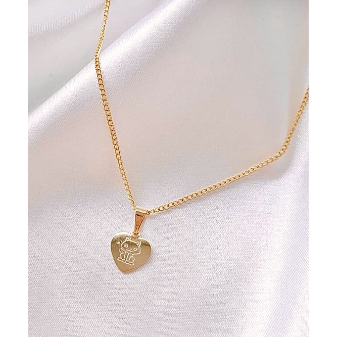 Corrente Amor Pet Feminina Coração Cachorro Gato Colar Infantil Folheado a Ouro 45cm Presente Mãe de Pet