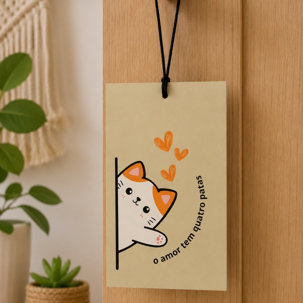 Quadrinho Gato MDF 20x12 Decoração Porta Parede Pet O Amor Tem Quatro Patas