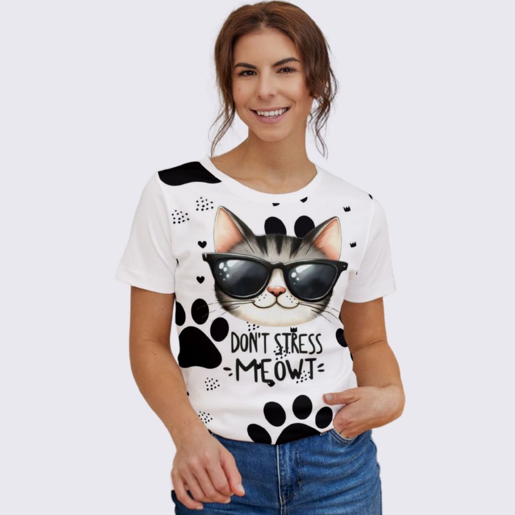 Camiseta 100% Algodão Branca Gatos Mãe De Gato Amor Por Animais Pet
