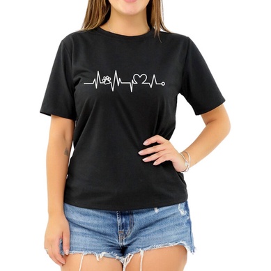 Camiseta Pet Love Cachorro Gato Amor Coração Feminina