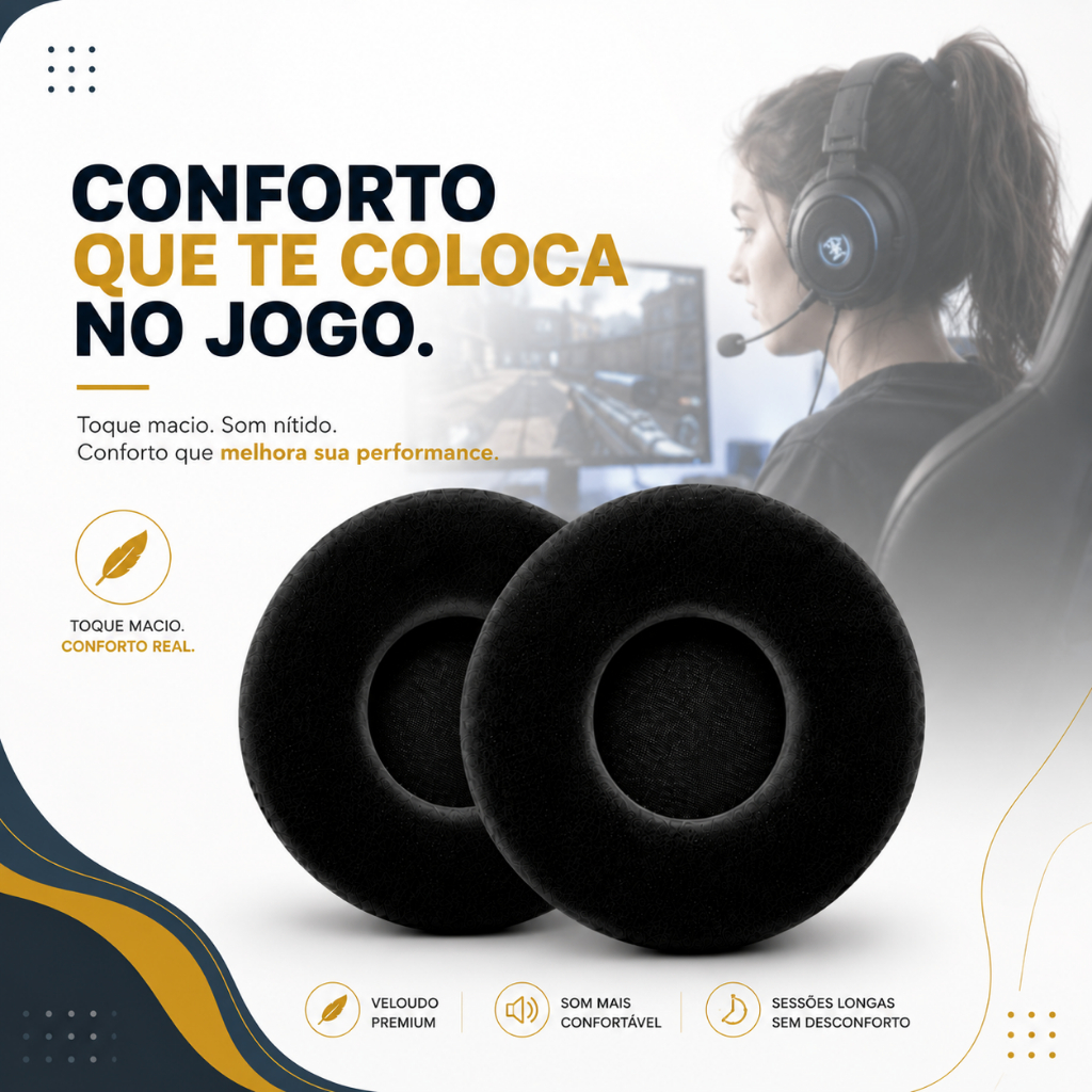 Par De Almofadas De Veludo Para Fone Gamer Razer Kraken Pro Gaming