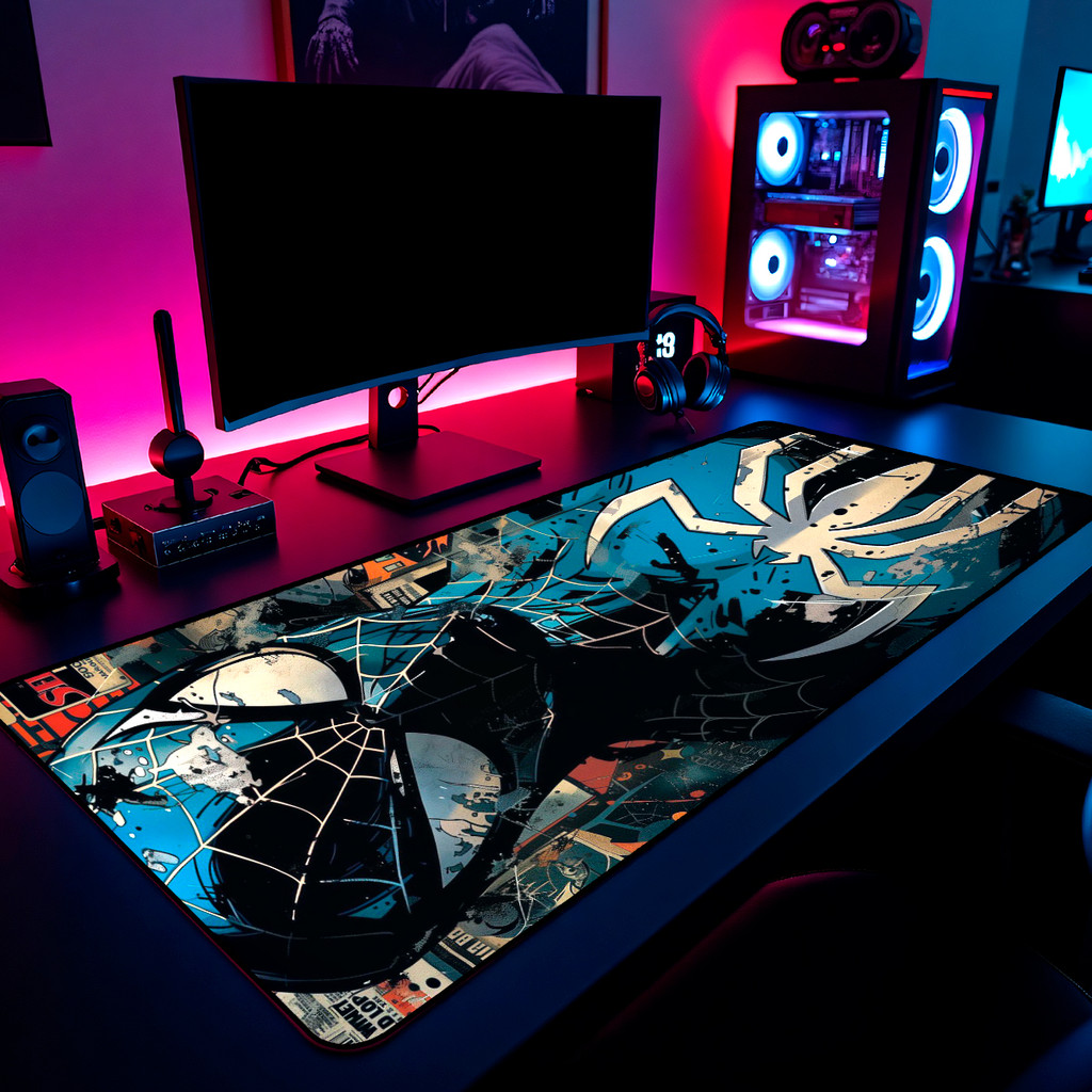 Mouse Pad Homem Aranha Gamer 65x30cm / 80x40cm / 90x50cm / 120x60cm Borda Costurada