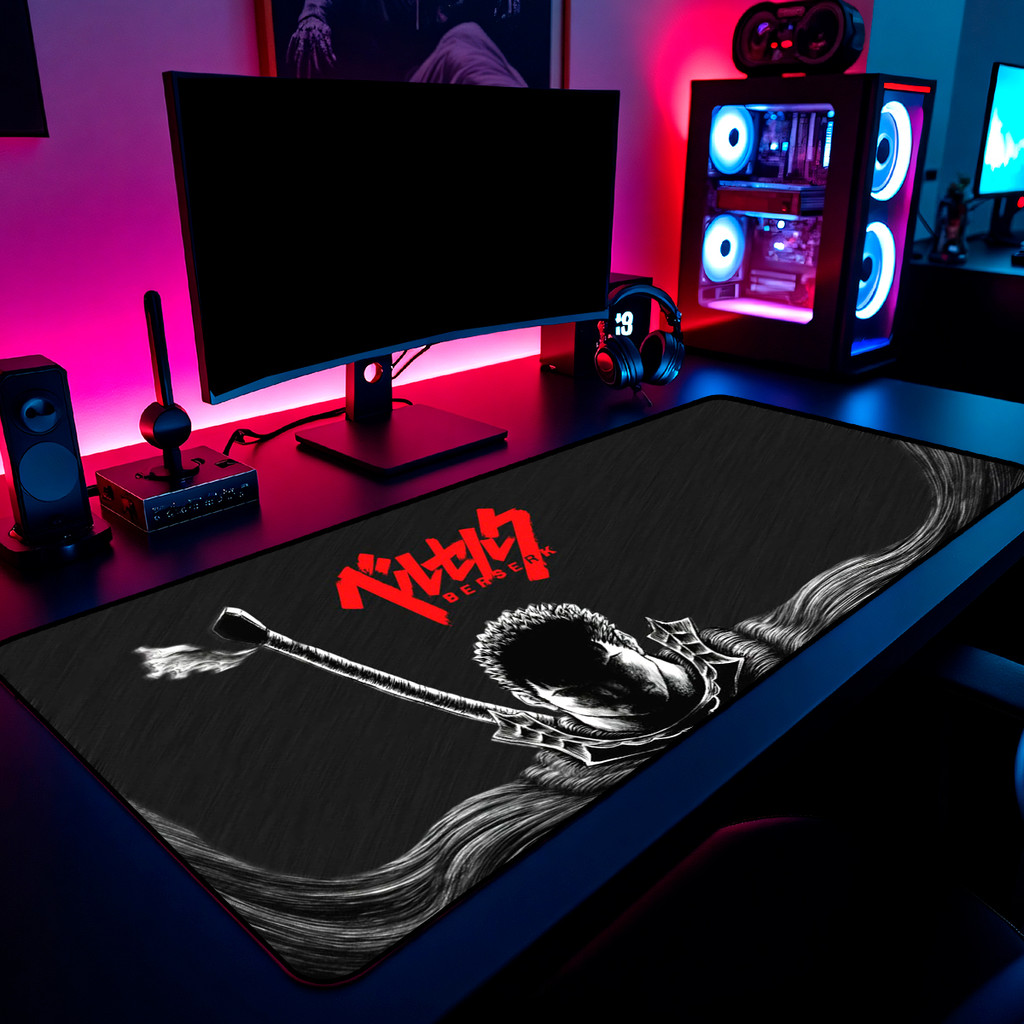 Mouse Pad Berserk Guts Gamer 65x30cm / 80x40cm / 90x50cm / 120x60cm / Borda Costurada