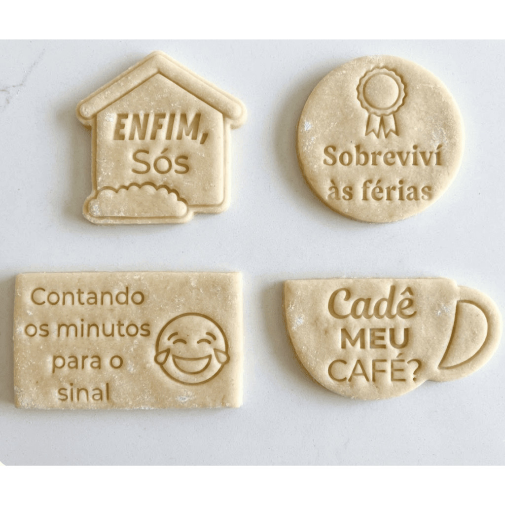 Fim de férias Mãe Kit 4 Cortadores Biscoito Volta às Aulas Pais para Pasta Americana Confeitaria Divertida Decoração