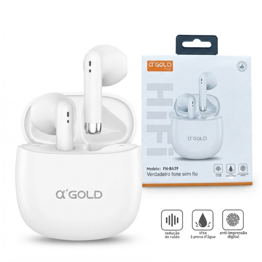 Fone Bluetooth A'Gold Plus FN-BA39 Sem Fio Touch IPX4