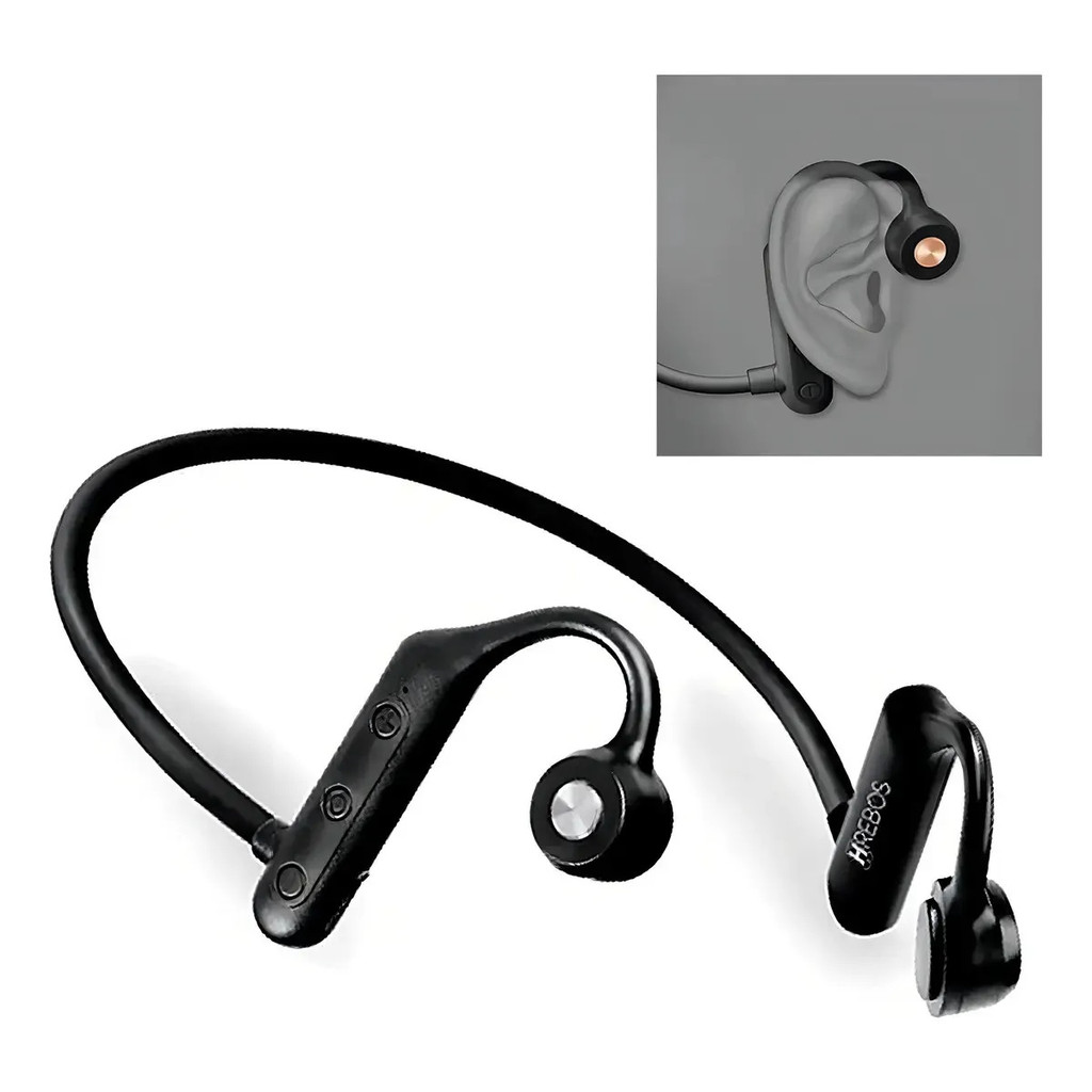 Fone Bluetooth Neckband Indução Óssea Hrebos Hs-520 Com Micr