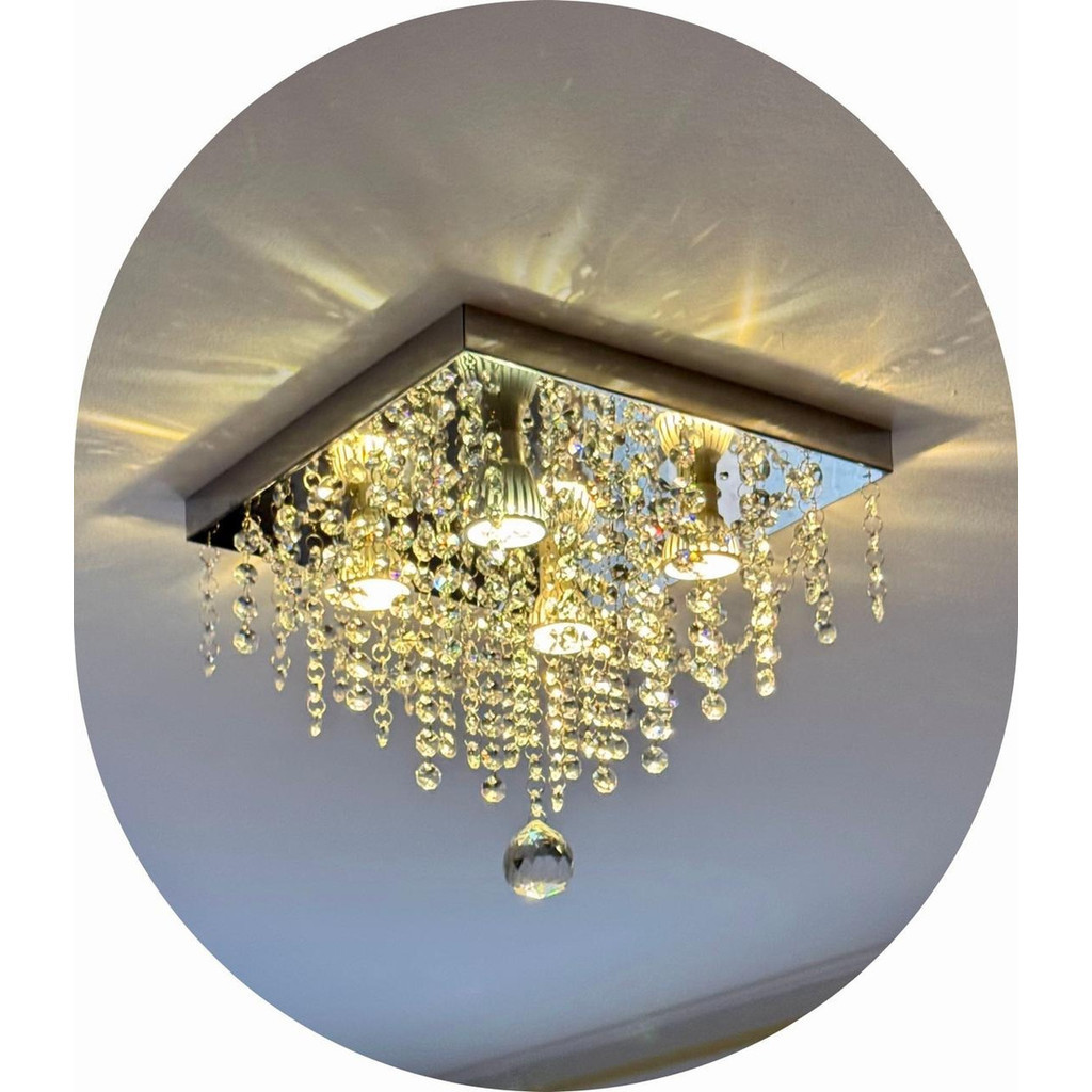 Lustre 30x30 De Cristal Acrílico Atena Sala Quarto Ap