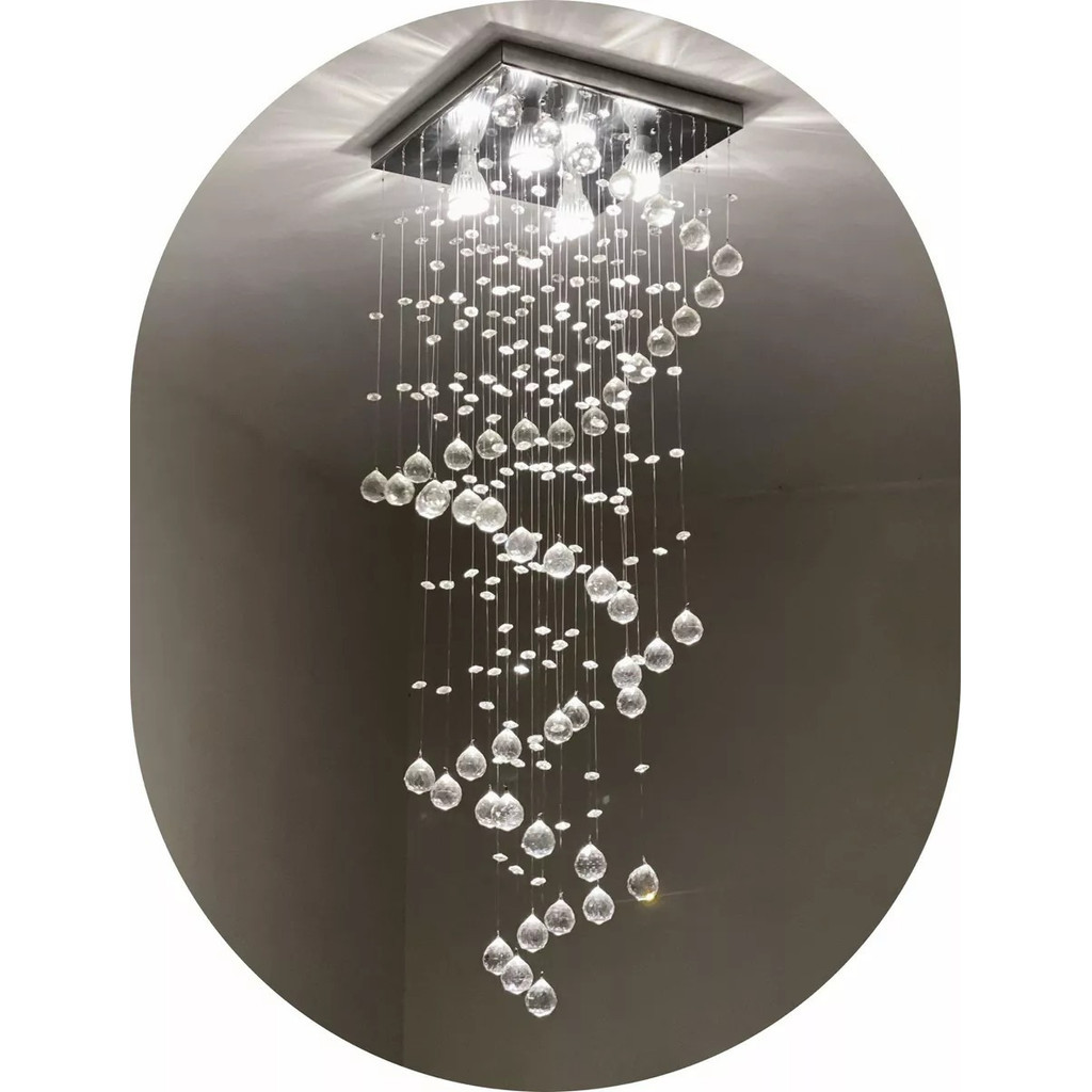 Lustre  De Cristal Legitimo K9 30x30 Espiral Luxo Montado
