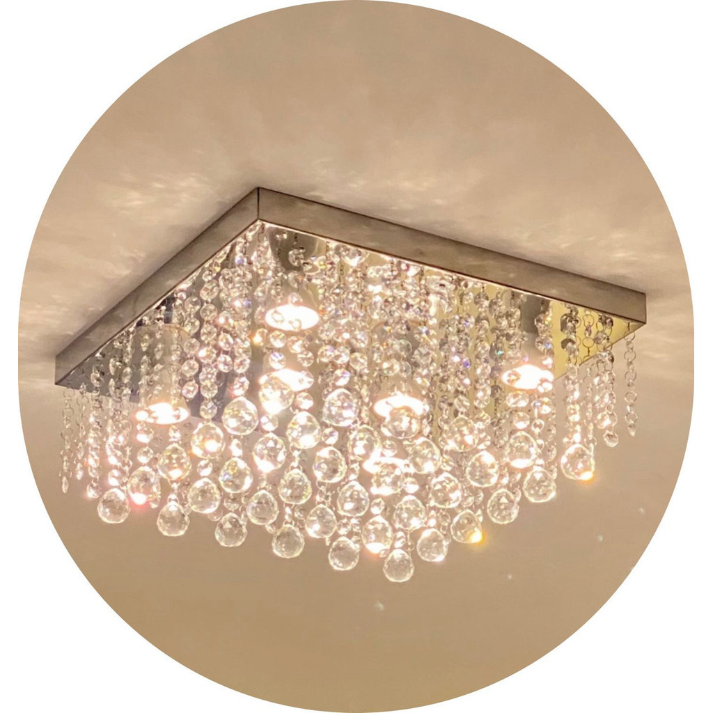 Lustre De Cristal Legitimo 30x30 Onix Lampadas Inclusas