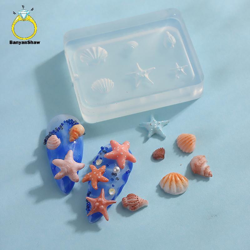 [BANY] Molde De Silicone Macio Para Arte Em Unhas Moldes De Concha 3D Esculpido Estilo Oceano DIY Modelo De Design De Ac