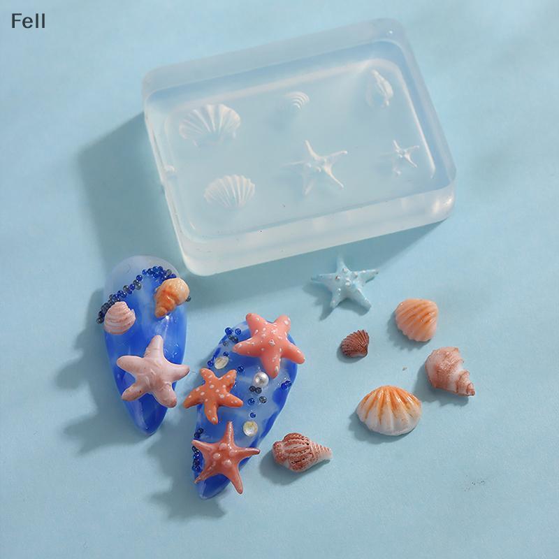 [Fel] Molde De Silicone Macio Para Arte Em Unhas Moldes De Concha 3D Esculpido Estilo Oceano DIY Modelo De Design De Ace