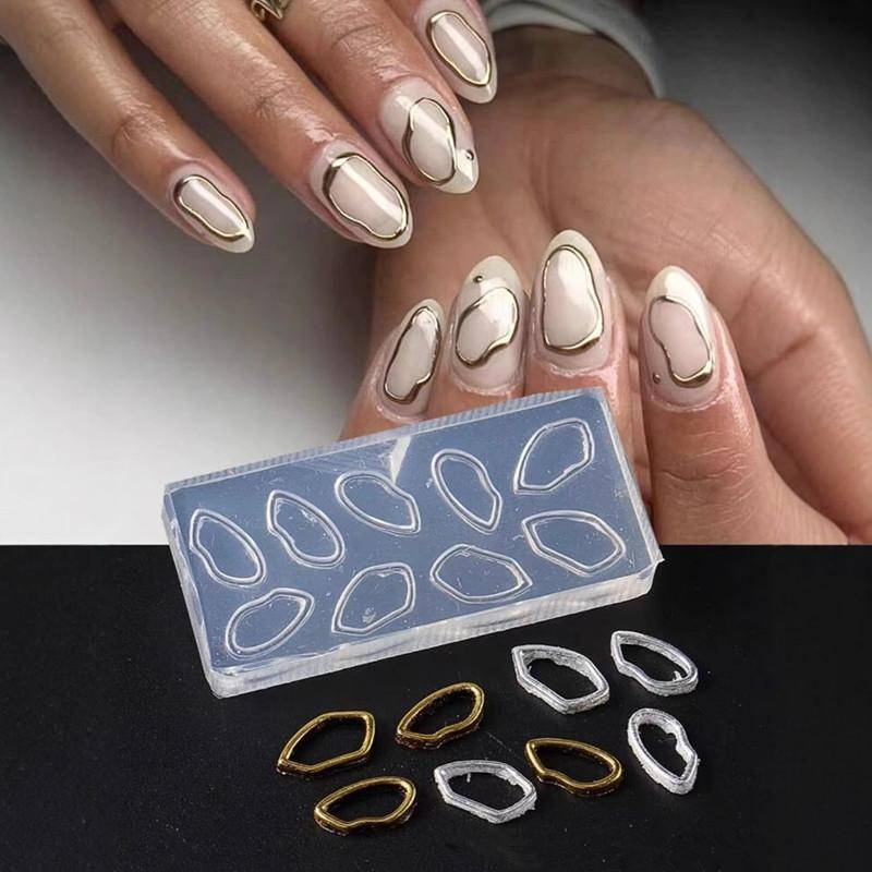 Molde De Silicone Macio Para Arte Em Unhas , Moldes De Borda Oca Irregular , 3D , Faça Você Mesmo , Modelo De Design De