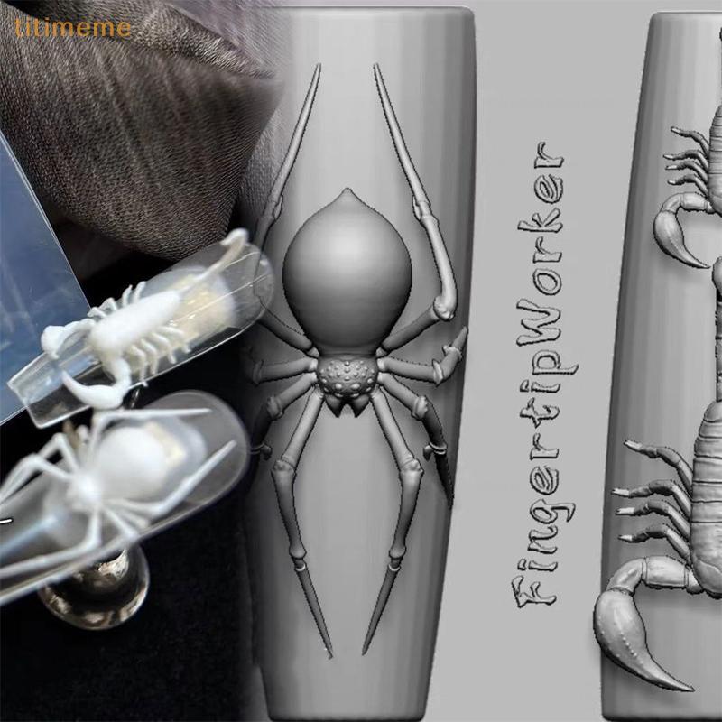 tr 3D Aranha Escorpião Silicone Molde De Unhas DIY Estilo Punk Escuro Placas De Carimbo Macio Manicure Arte Ferramentas