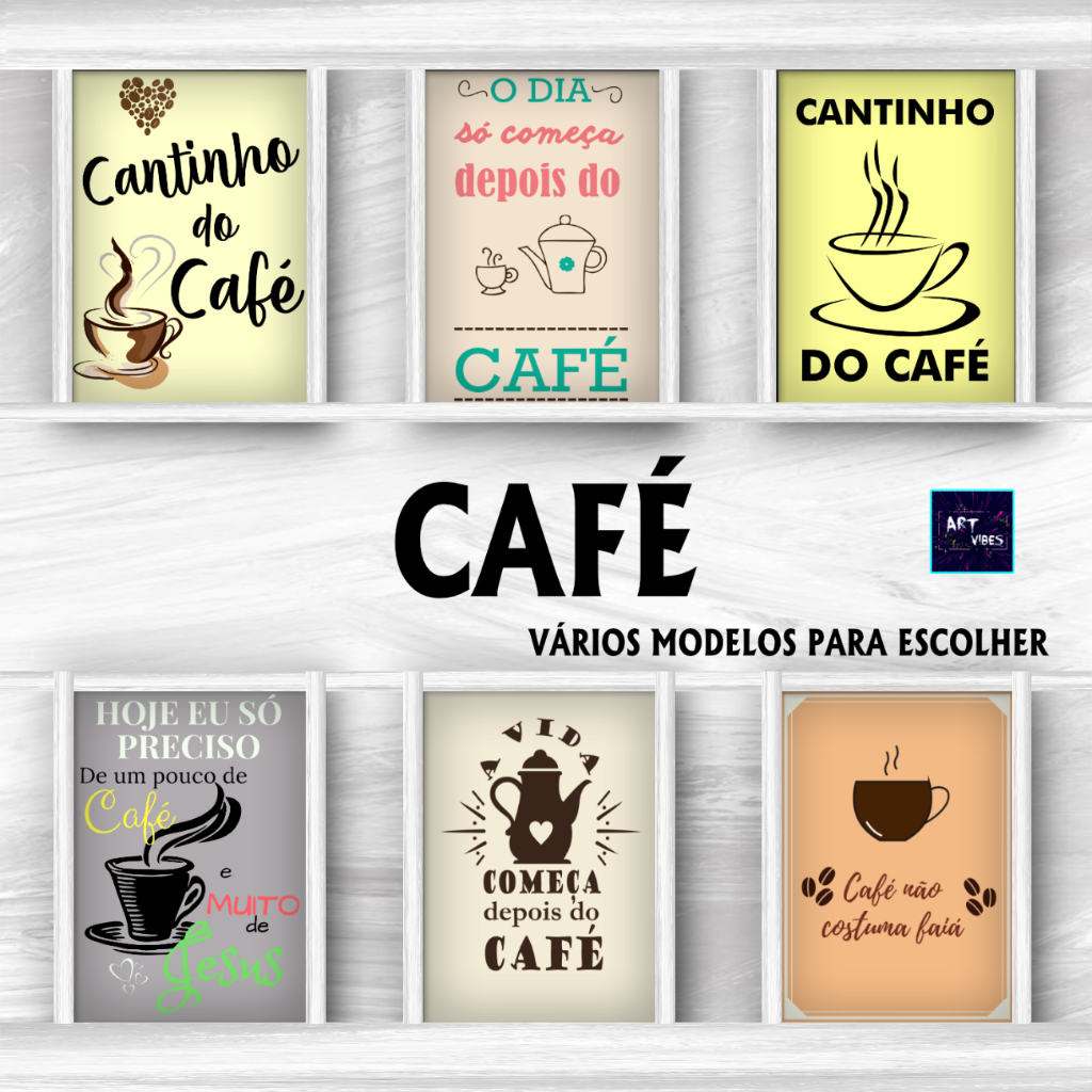 Kit Placas Decorativas Quadros Cantinho Do Café Cozinha Decoração Casa Cantinho do Café 20x28 A4