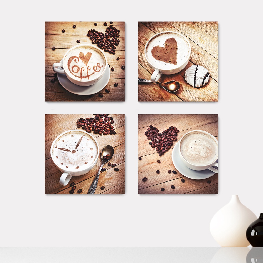 Kit 4 Quadros Decorativos Café Coffee Cantinho do Café Cozinha Casa Quarto Sala Placas - 0031ktpl4