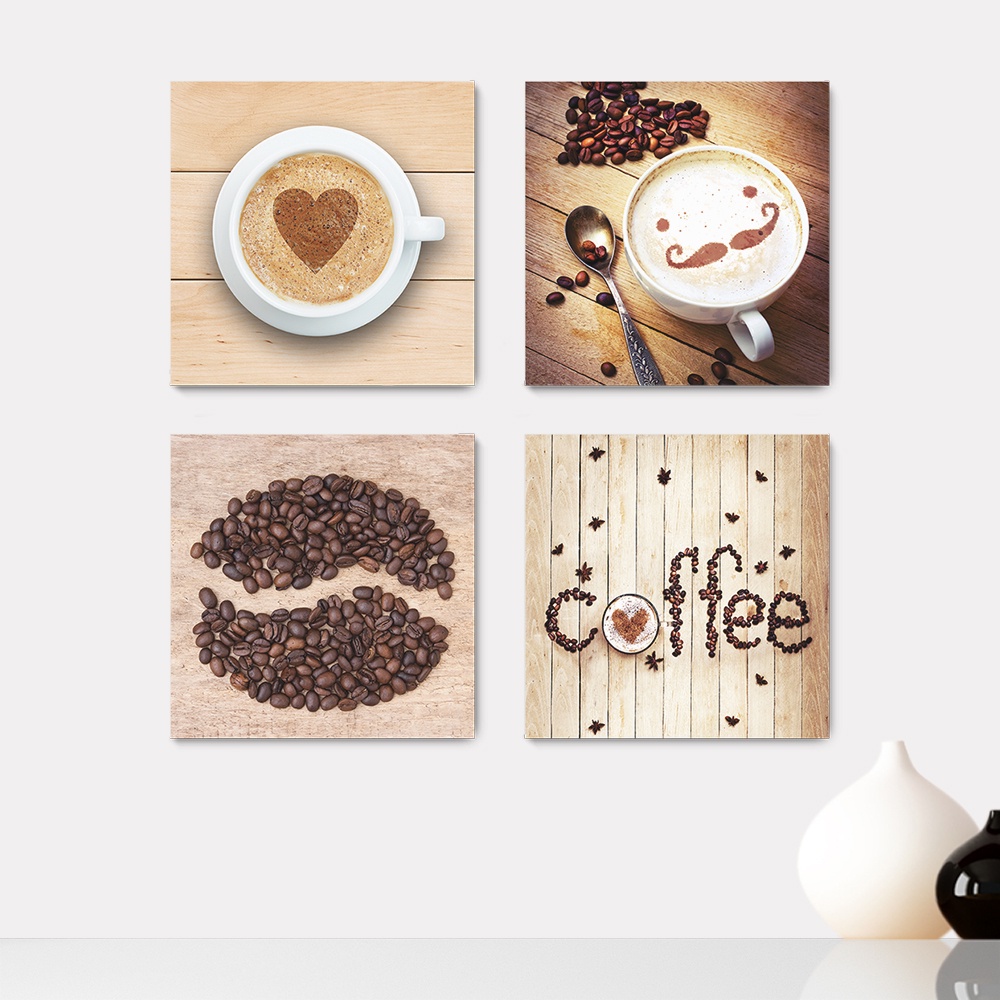 Kit 4 Quadros Decorativos Café Coffee Cantinho do Café Cozinha Casa Quarto Sala Placas - 0032ktpl4