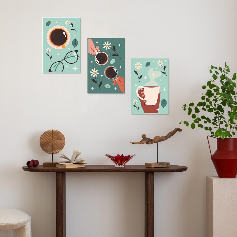 Kit 3 Placas Quadros Decorativos Café Cantinho do Café - 0207ktpl