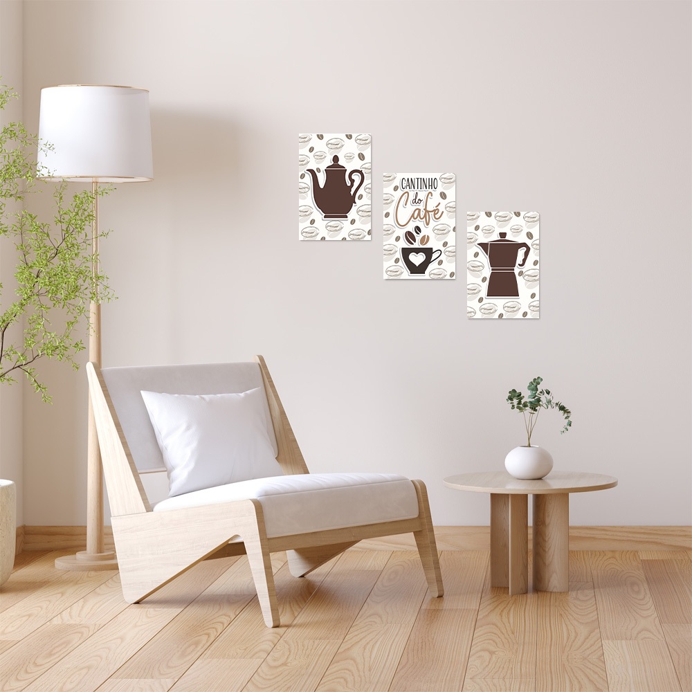 Kit 3 Placas Quadros Decorativos Café Cantinho do Café - 0206ktpl