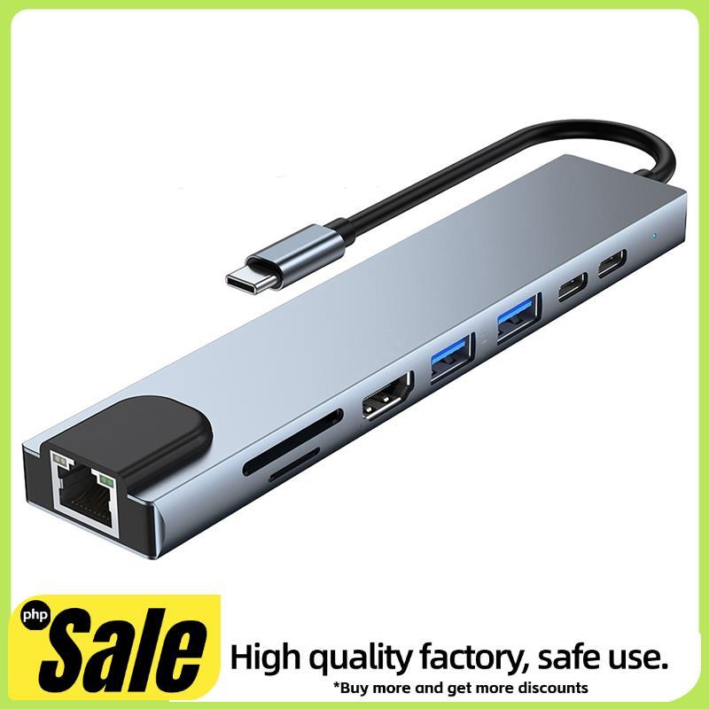 Hub USBC Oito Em 1 TypeC 3.1 A 4K-Adaptador Compatível Com Leitor De Cartão RJ45 SD/TF DockingStation Para MacBookLaptop