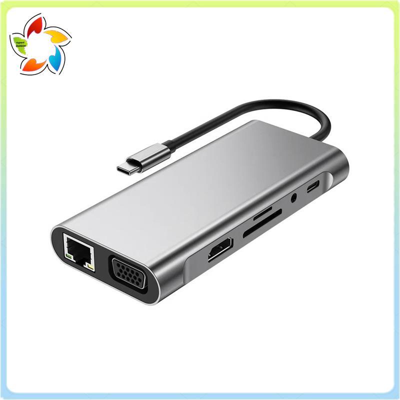 Tipo-C HUB 11 Em 1 USB Docking Station 3.0 Adaptador Divisor OTG Para PC Laptop