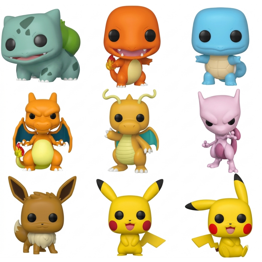 Bonecos Colecionáveis Pokémon - Pikachu, Charmander, Squirtle, Bulbasaur, Charizard, Dragonite, Mewtwo.