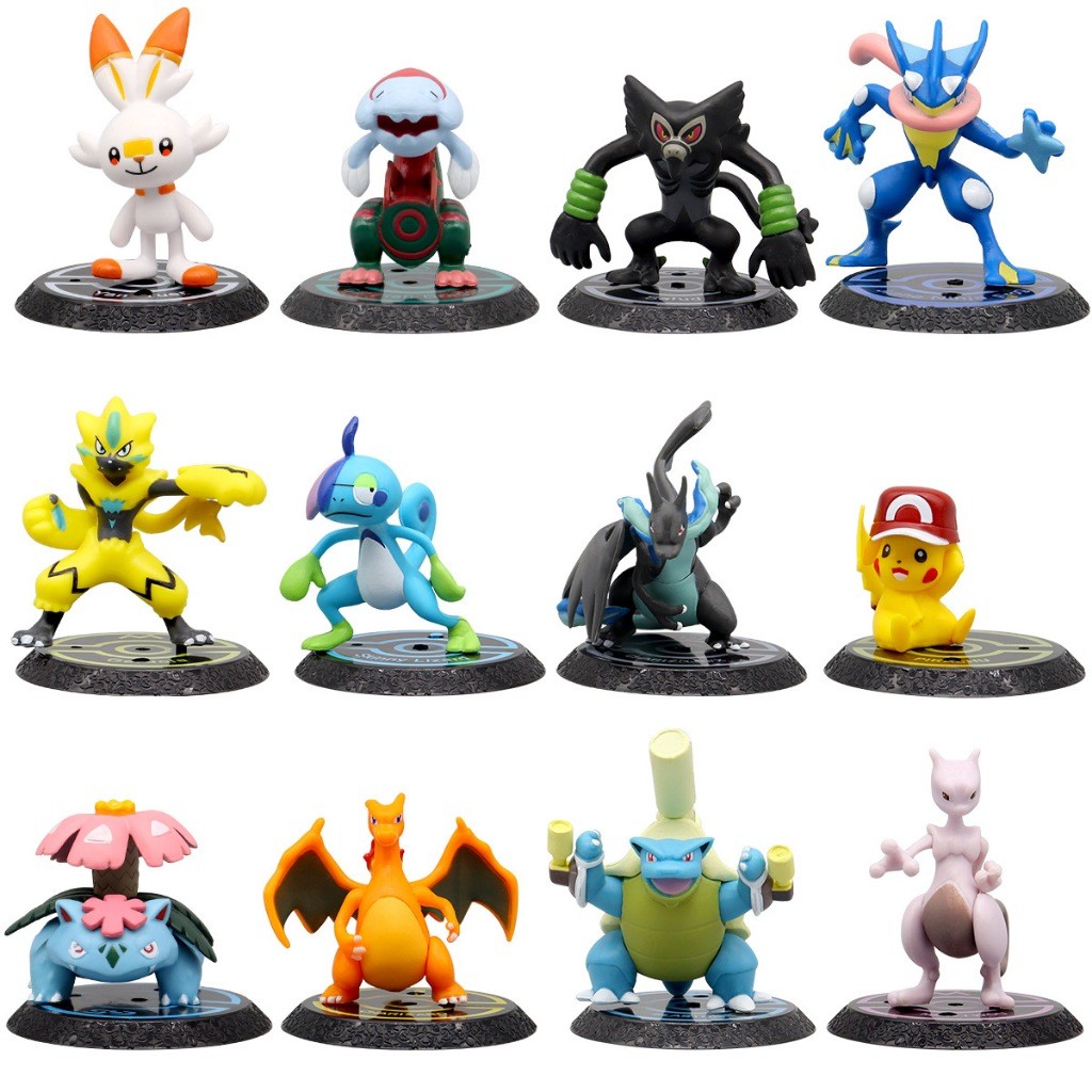 Miniaturas de Pokémon Pikachu Charizard Action Figure Greninja Bonecos Coleção Pokebola Bulbasaur