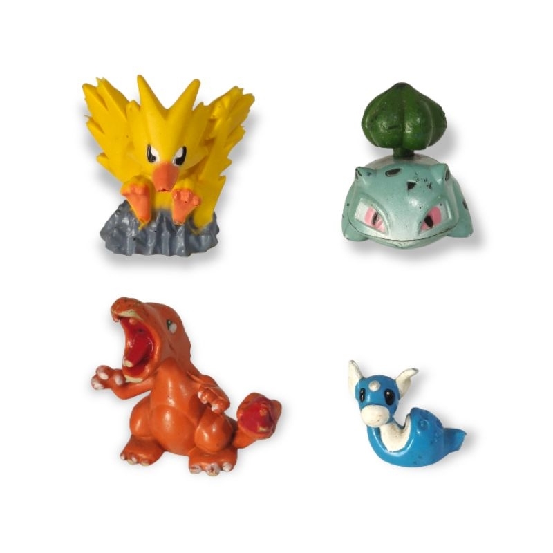 Miniaturas - Pokémon (Zapdos, Bulbasaur, Charizard); Coleção Guaraná Caçulinha (Dratini)